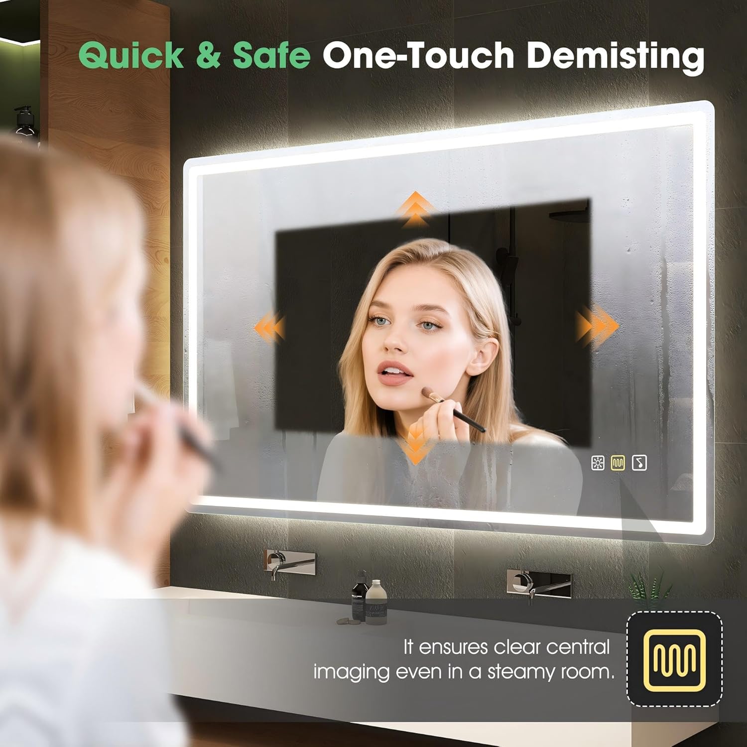 S'bagno Badezimmerspiegel mit Beleuchtung 120x70cm, LED-Badezimmerspiegel Bluetooth mit Antibeschlagfunktion, 3000K/4000K/6500K, dimmbar, Memory-Funktion, HD-Hartglas, IP44-LED-Badezimmerspiegel, Horizontal/Vertikal
