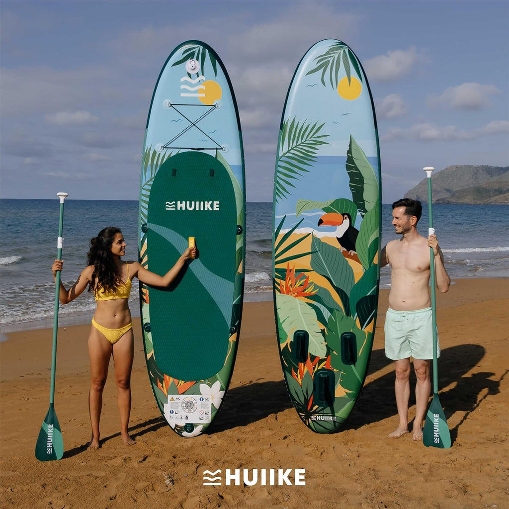 HUIIKE Tabla Paddle Surf Hinchable con Accesorios Incluidos, Remo, Quillas, Inflador. Stand Up Paddle Board Gran Estabilidad y Resistencia. 305 x 84 x 15 cm, Soporta hasta 130 kg