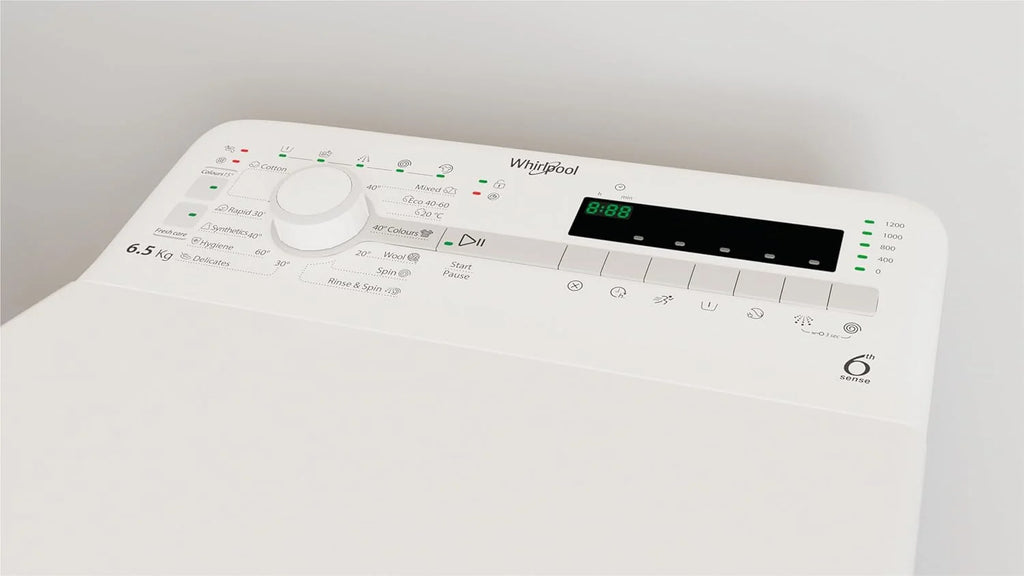 Whirlpool - Lavadora carga superior 6.5 kg TDLR 65230SS EU/N blanco, 1200 rpm, tecnología 6th sense y freshcare, motor universal, eficiencia NEL D