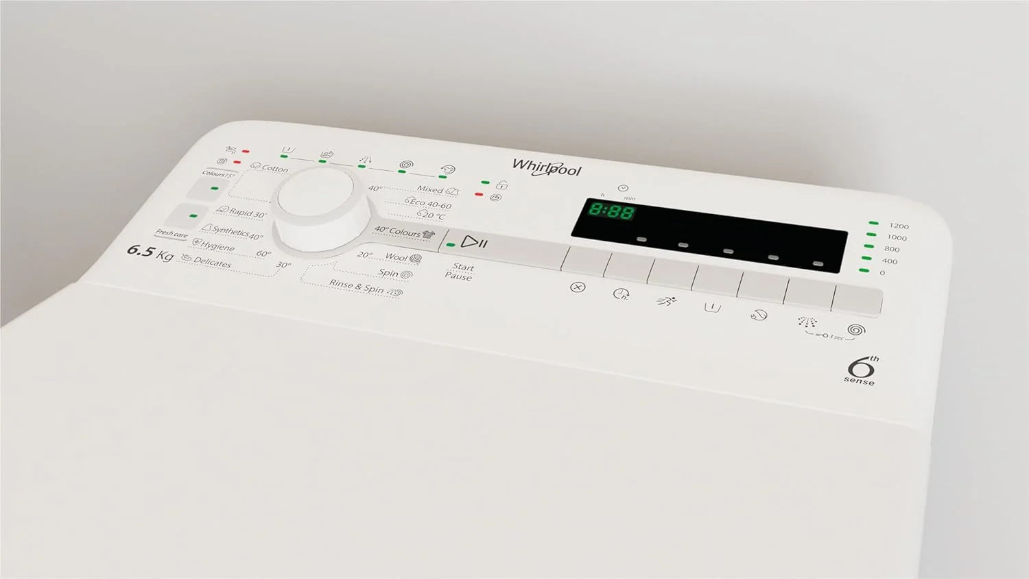 Whirlpool - Lavadora carga superior 6.5 kg TDLR 65230SS EU/N blanco, 1200 rpm, tecnología 6th sense y freshcare, motor universal, eficiencia NEL D