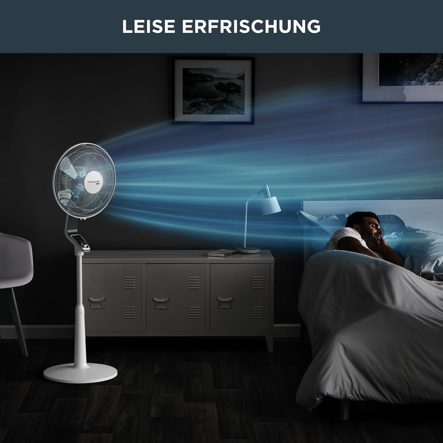Rowenta Turbo Silence Standventilator, 45 dB(A), 72 m³/min Luftstrom, 4 Geschwindigkeiten, Silent Night & Turbo Boost, 120° Oszillation, Höhenverstellbar, VU5640