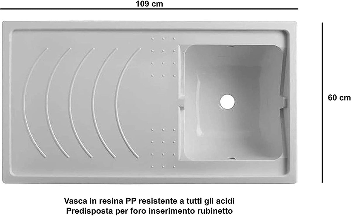 Negrari 5008PAM Mueble Cubre Lavadora y Lavabo Reversible, Resina para Exterior, PVC, Color Blanco, M, 14000 Unidades