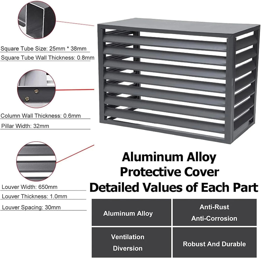 Klimaanlagenabdeckung Für Den Außenbereich,Klimaanlagenabdeckung Aus Aluminium,Sichtschutzelemente Für Den Außenbereich,Schutzgitter Für Wärmepumpen,Regen- Und Sonnenschutz (