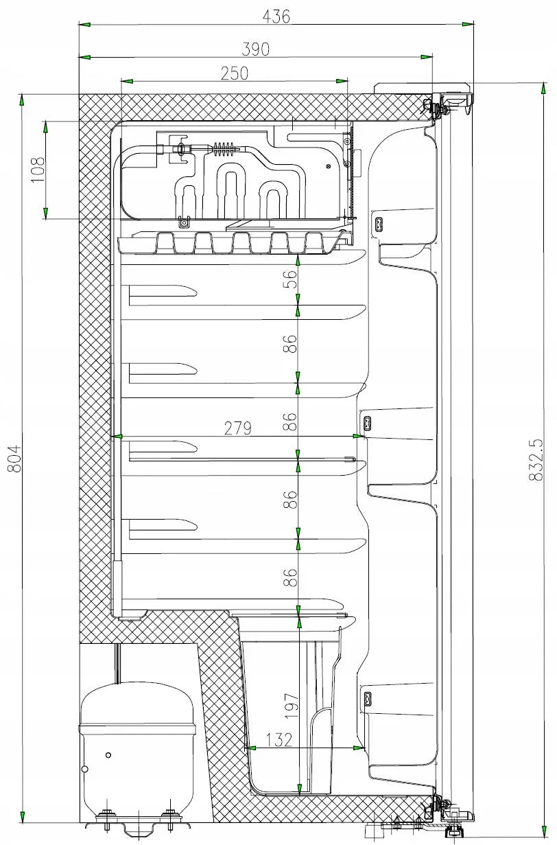 Lodówka mała chłodziarka mini zamrażarka hotelowa biurowa ŚWIATŁO 91l. 83cm