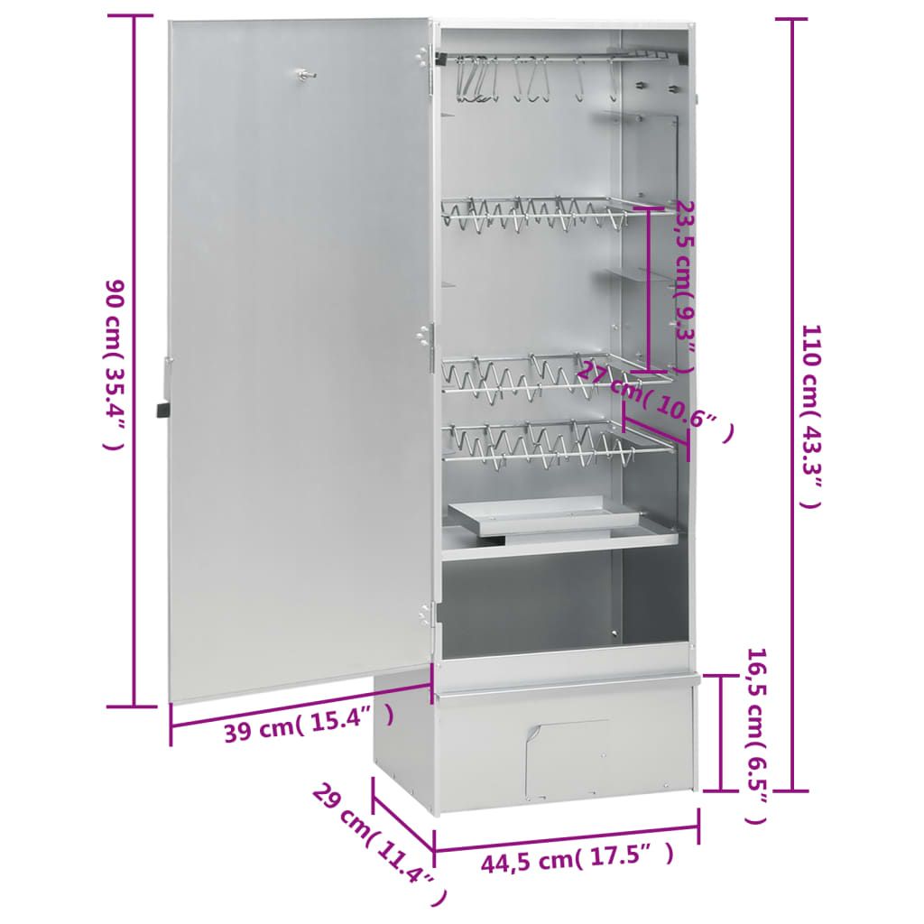 Horno Ahumador De Barbacoa Con Mesa Acero Galvanizado Vidaxl