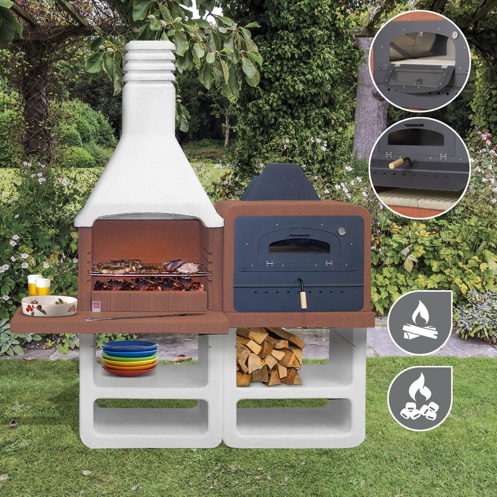 Sarom Portofino Gartengrill mit Schornstein und Ofen aus Edelstahl