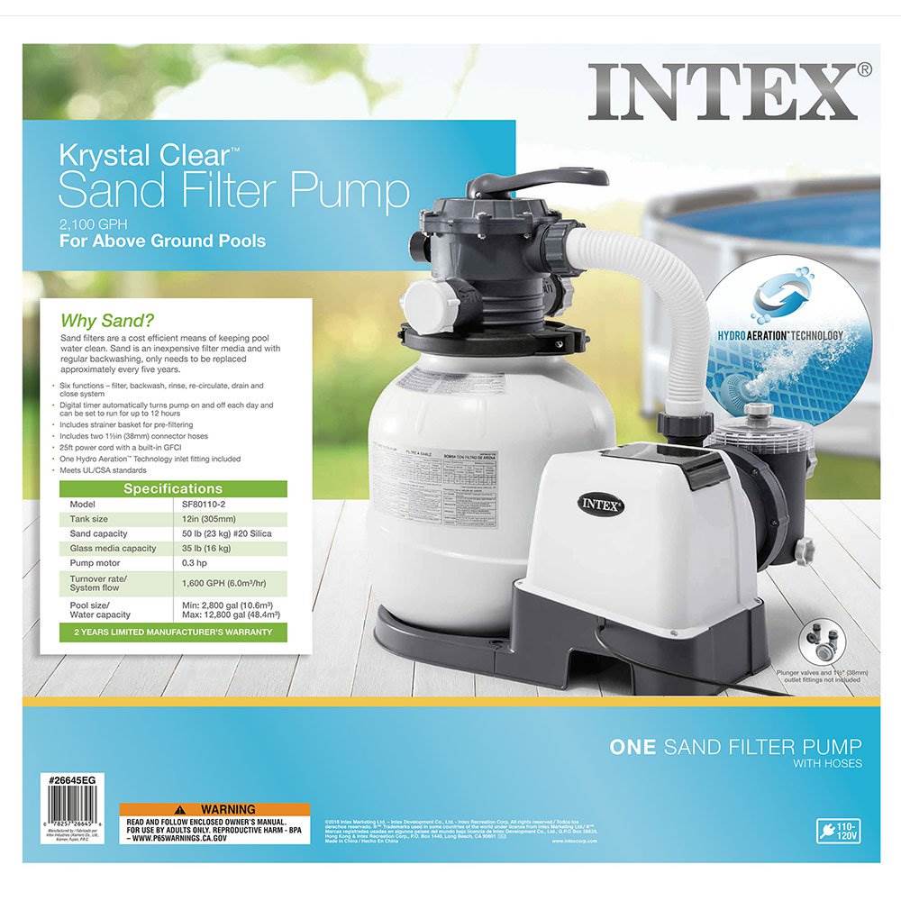 2025 Intex Sandfilterpumpe 2100 GPH für Aufstellpools mit automatischem Poolsauger