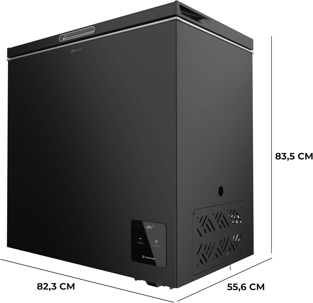 Cecotec Horizontale Gefriertruhe 199 L Bolero Coolmarket Chest 199 Black E. Schwarzes Finish, 83,5 cm hoch, Inverter Plus Kompressor und Fast Freezing Modus