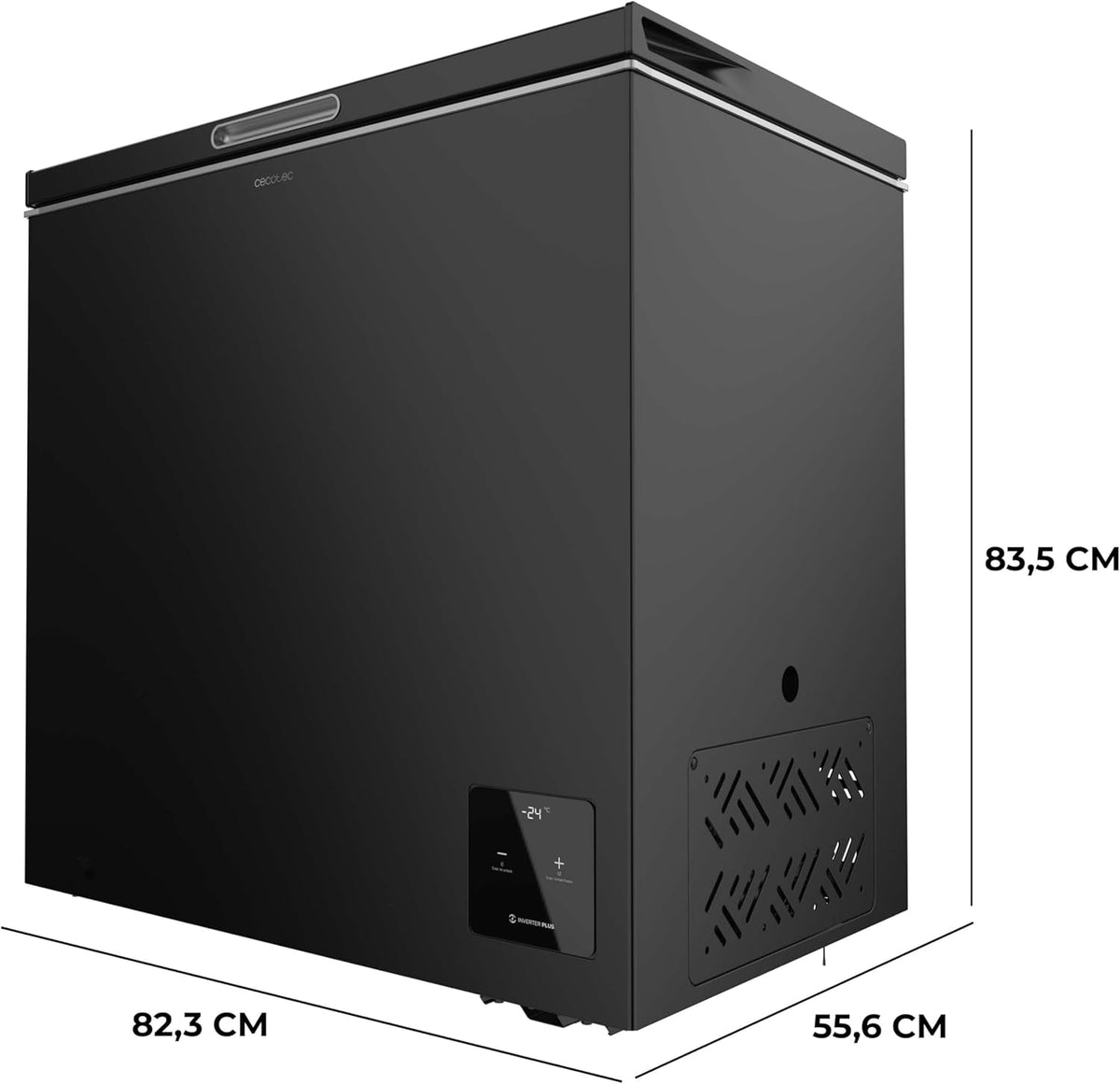 Cecotec Horizontale Gefriertruhe 199 L Bolero Coolmarket Chest 199 Black E. Schwarzes Finish, 83,5 cm hoch, Inverter Plus Kompressor und Fast Freezing Modus