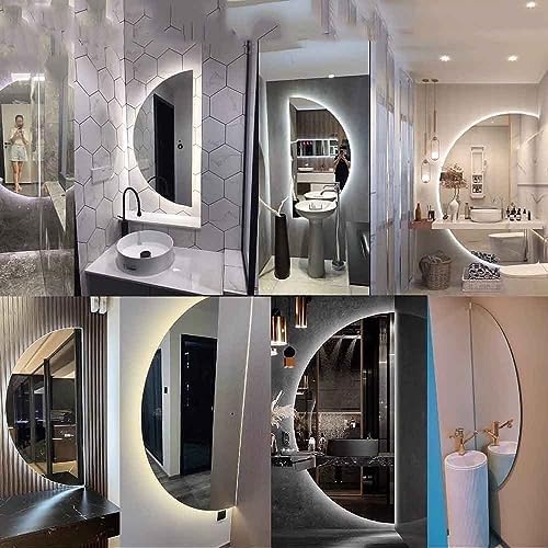 Großer LED-Badezimmerspiegel – Rahmenloser Halbmond-Wandspiegel mit Touch-Schalter – Modern für Schlafzimmer und Wohnzimmer-Eingangsbereich (Farbe: Rechter Schnitt)