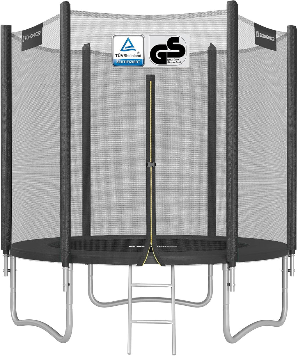 SONGMICS - Kinder Outdoor Trampolin Durchmesser 183/244/305/366/427 cm, externes Schutznetz, Sicherheitsauflagen, Leiter, gerade Stange 180 cm hoch, Stahlrahmen