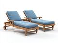 Tumbonas de jardín madera maciza 200x65x85 cm - marrón y azul - respaldo ajustable diseño moderno para exterior
