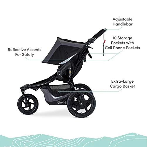2025 BOB Gear Revolution Flex 3.0 Duallie Doppel-Kinderwagen, Graphite Black