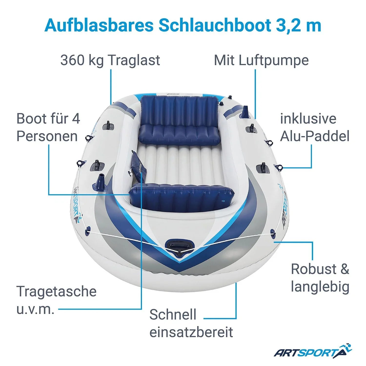 2025 Barco neumático mit zwei Bänken - 3,22 m