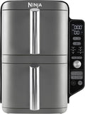 Ninja Double Stack XL Air Fryer, 9.5 Litre, Vertical Double Drawer, 4 Cooking Levels, 2 Drawers and 2 Grids, Space Saving Design, 6 Cooking Functions, 8 Portions, Black/Copper, SL400EUCP