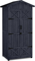 M MCombo Armario de jardín caseta de jardín de Madera Resistente a la Intemperie, Armario Exterior Impermeable con Suelo, para Uso Exterior balcón, 74×99×193 cm (Gris Antracita)