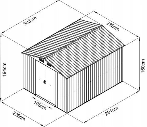 Gartengerätehaus 303x236x194cm SD-X0606T-H158C