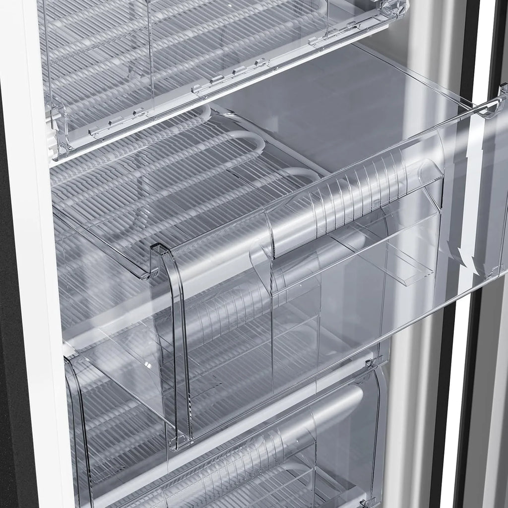 CHiQ Standgefrierschrank, 145L Fassungsvermögen, Schnellgefrieren, einstellbarer Thermostat, leise, reversible Tür, Schwarz, Energieklasse E