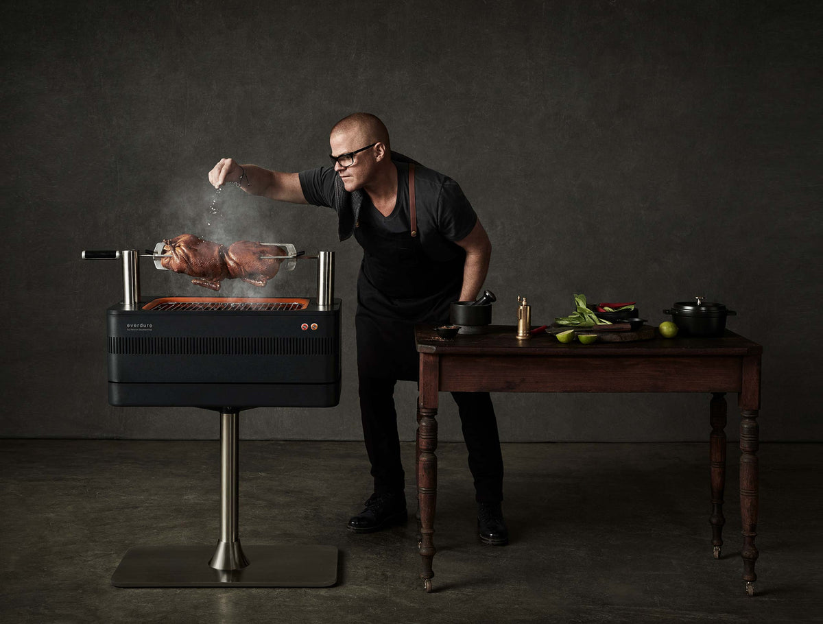 2026 Barbacoa de Carbón con Encendido Eléctrico – 1400W Fast Flame Ignition™ – Incluye Rosticero (15 kg) y Soporte de Pie