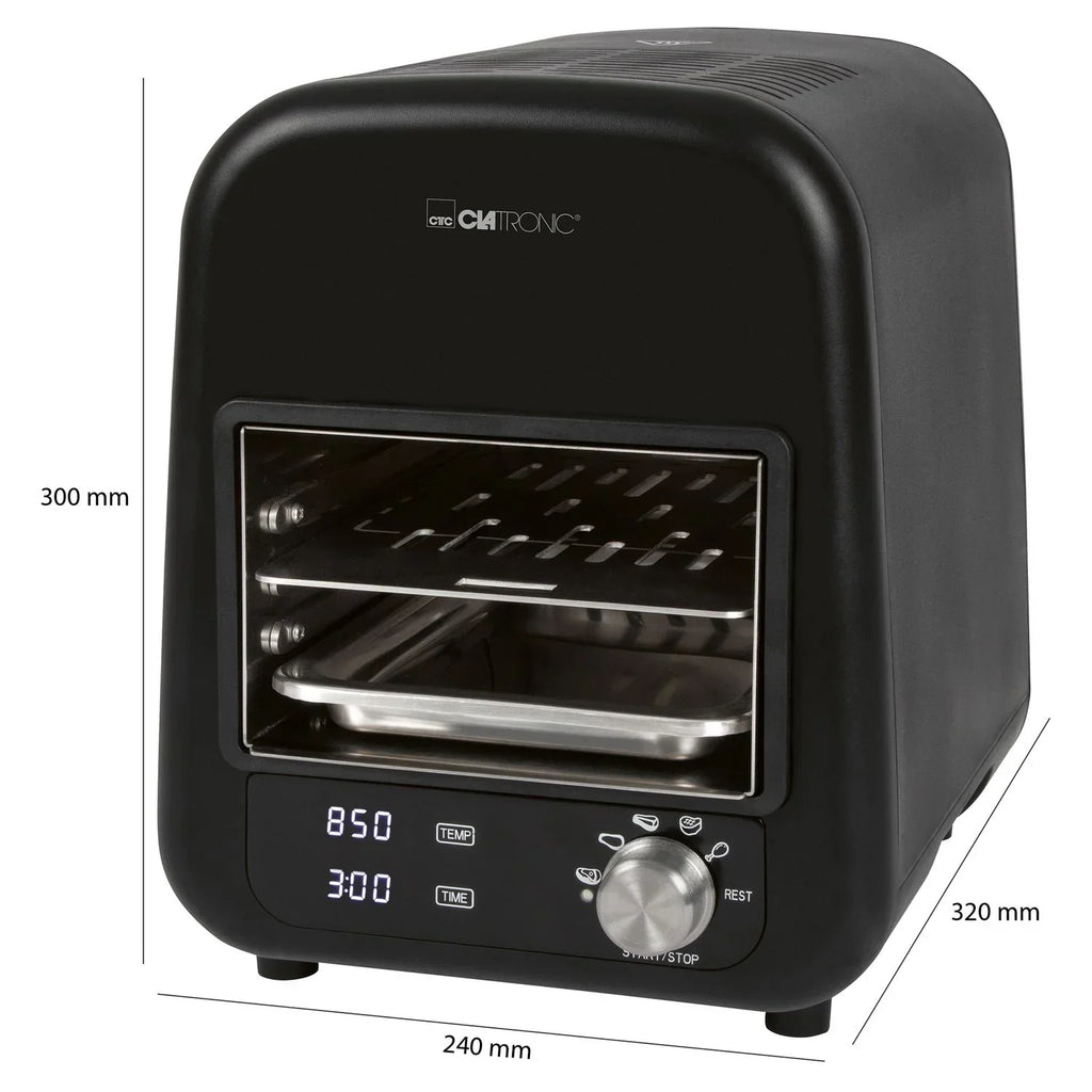Barbacoa Grill Eléctrica Infrarrojos, Parrilla Cerámica, 5 Programas Cocinado, 850ºc,  Interior Negro 1600w Clatronic Ebg 3760