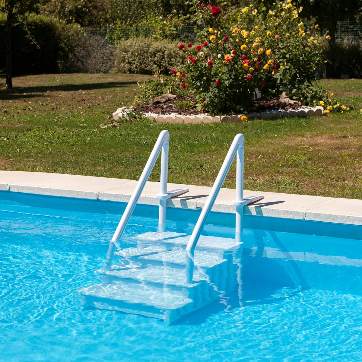 Gre EPE30 – Non-Slip Pool Ladder, Safety Ladder for 4 Steps, Synthetic, White, 80 x 92 x 206 cm