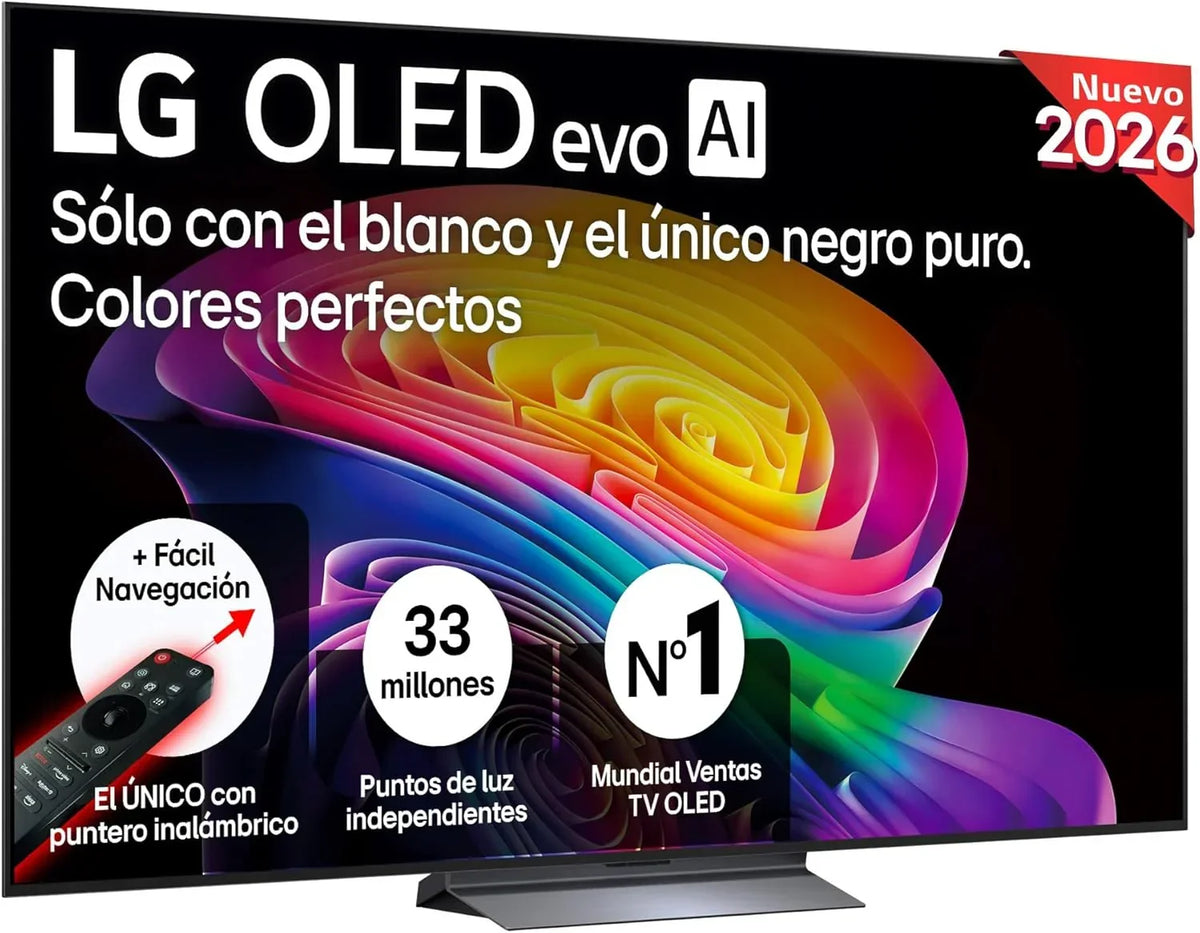 LG OLED65C54LA - TV 65", OLED EVO 4K, Smart TV AI C5, WebOS 25, Super Upscaling, Dolby Vision and Dolby Atmos, AMD FreeSync, Alexa/Google Assistant, Black