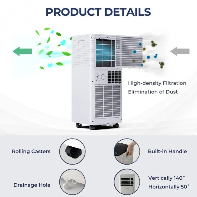 Tragbare 3-in-1-Klimaanlage 8000 BTU mit Entfeuchter und Ventilatorfunktion