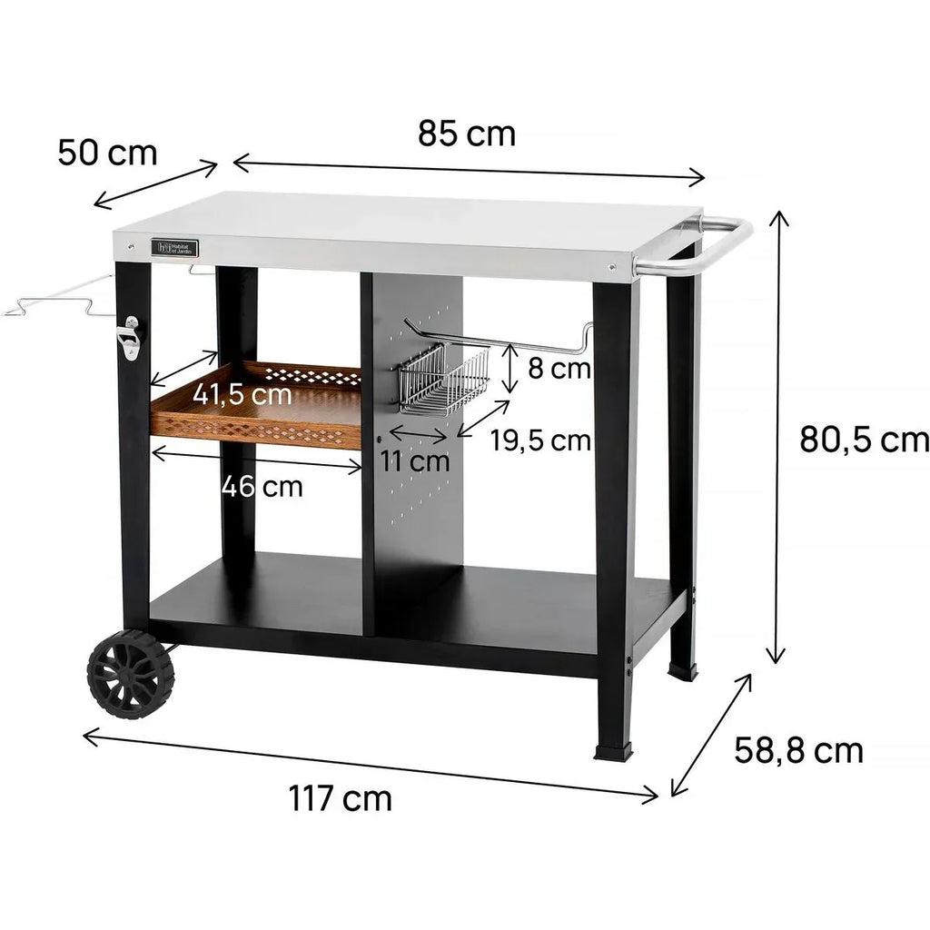 Grill-Servierwagen "Gelia" 117 x 59 cm - Edelstahl - Schwarz