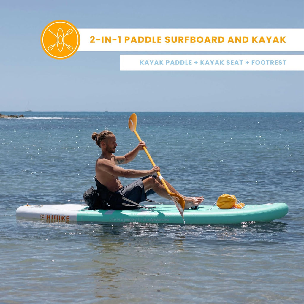 HUIIKE Inflatable Paddle Board for Adults with Accessories Included, Oar, Fins, Pump. Stand Up Paddleboard Great Stability and Resistance. 10’ x 33" x 5.9", Maximum Load 286 lb