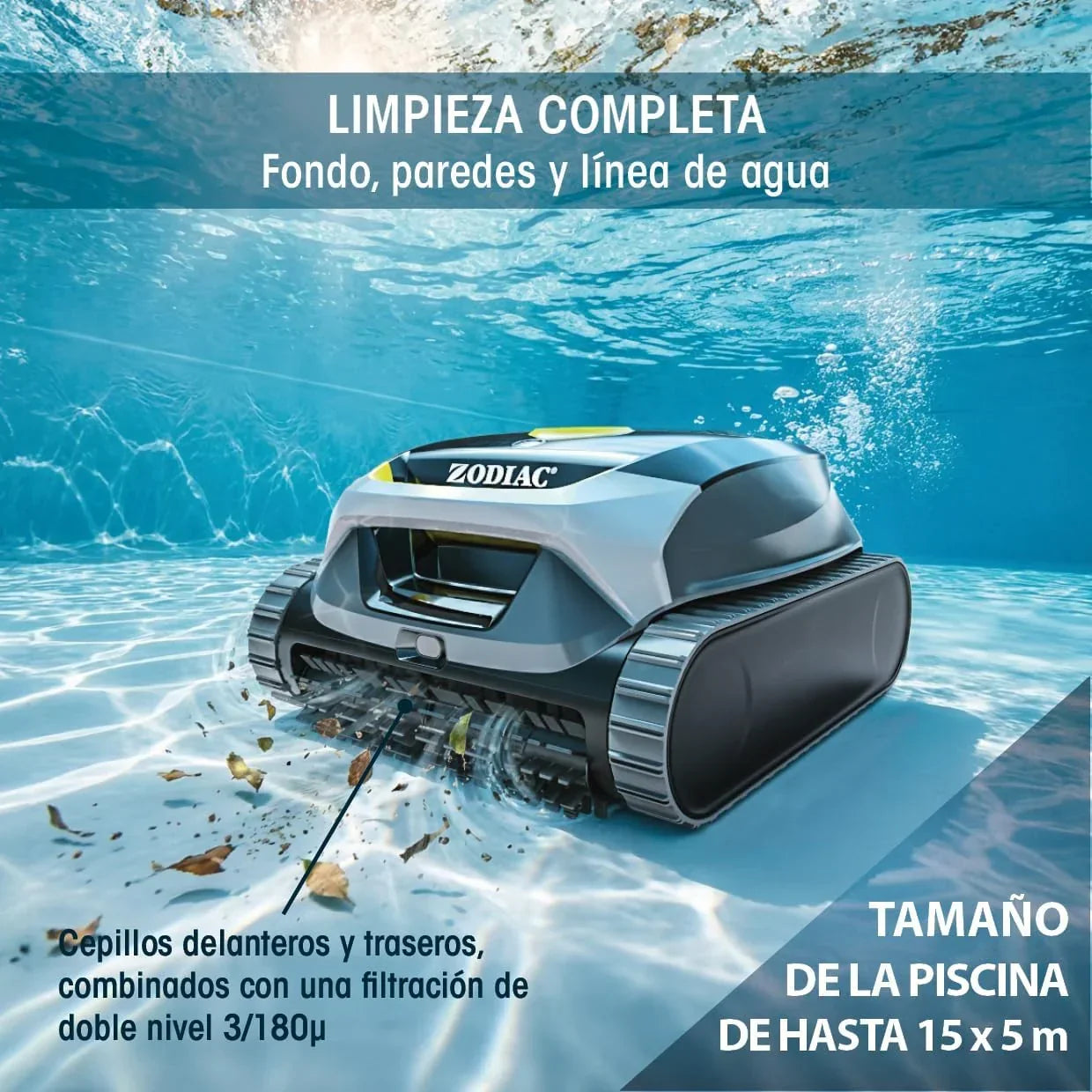 Zodiac Freedom Lite-Roboter-Akku-Poolreiniger mit Lithium-Akku – Bodenreiniger, Wände und Wasserlinienreinigung – Doppelfiltration – Zyklen bis zu 3 Stunden pro Ladung