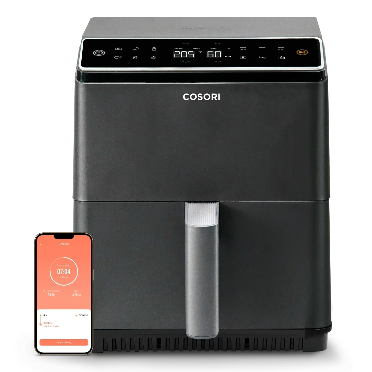 Cosori Dual Blaze Freidora de Aire Inteligente 6.4L – Gris Oscuro
