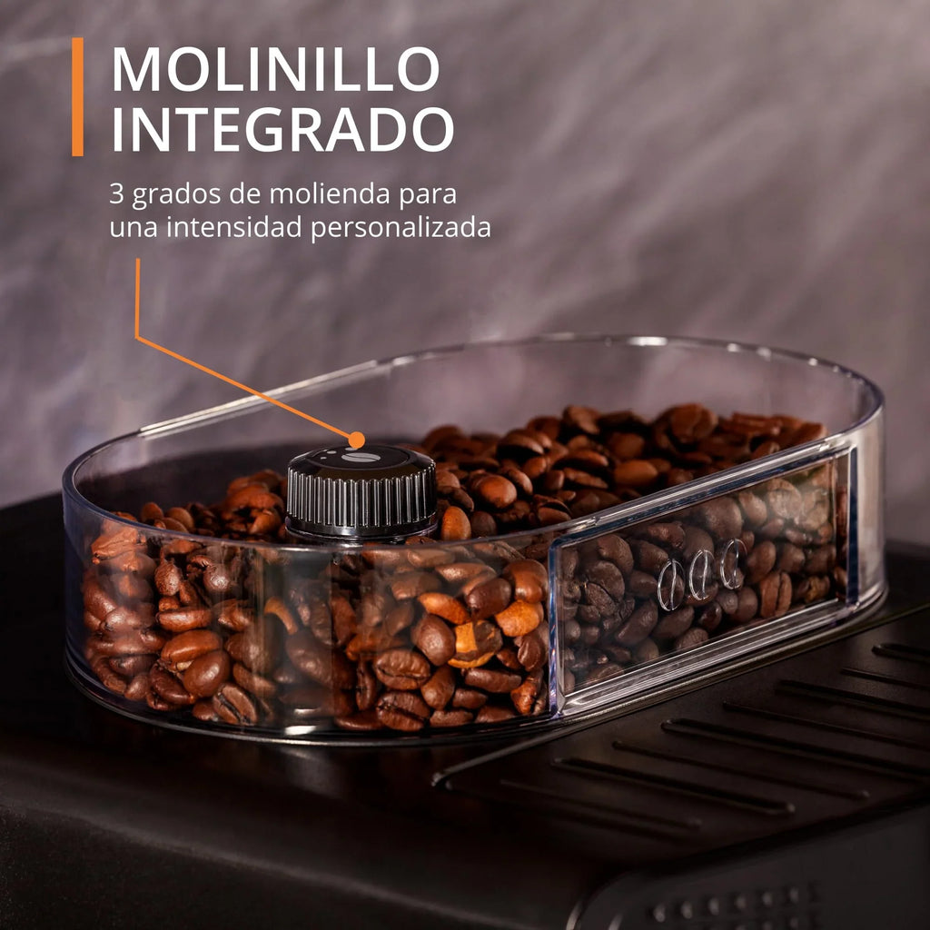 2025 Krups Essential - Cafetera súper automática, 15 Bares de presión, Molinillo cónico de Metal, con selección de cantidad e Intensidad de café, 1.7 l, 1 Cups, Acero, Pantalla LCD + Acc. Leche