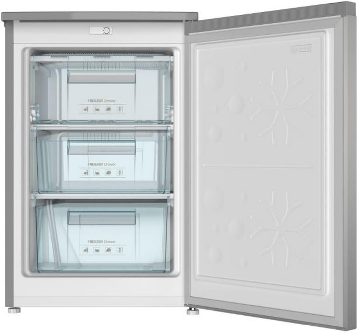 INFINITON CV-A85I – Gefrierschrank, 80 Liter, 85 cm, 3 Schubladen, Temperaturregelung, reversible Tür, höhenverstellbar, E, Inox