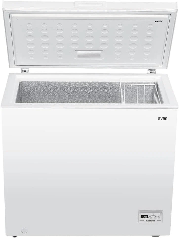 Svan Congelador horizontal Blanco SCH2002EDC. Capacidad 198 Litros, 1 Cesta, Bajo nivel Sonoro, Eficiencia Energética Clase E