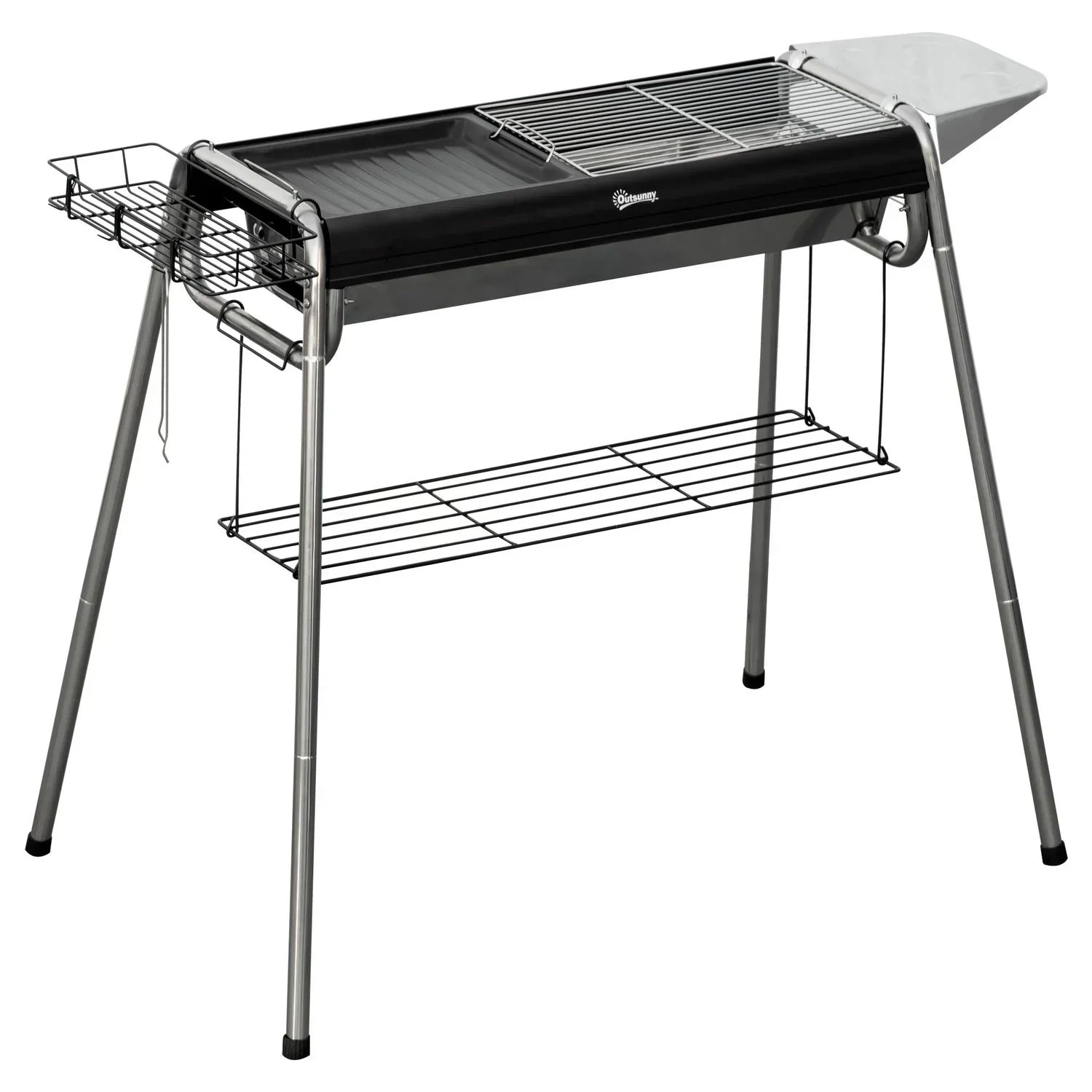 Outsunny Holzkohlegrill Edelstahl Metall 96x61x72 cm Schwarz