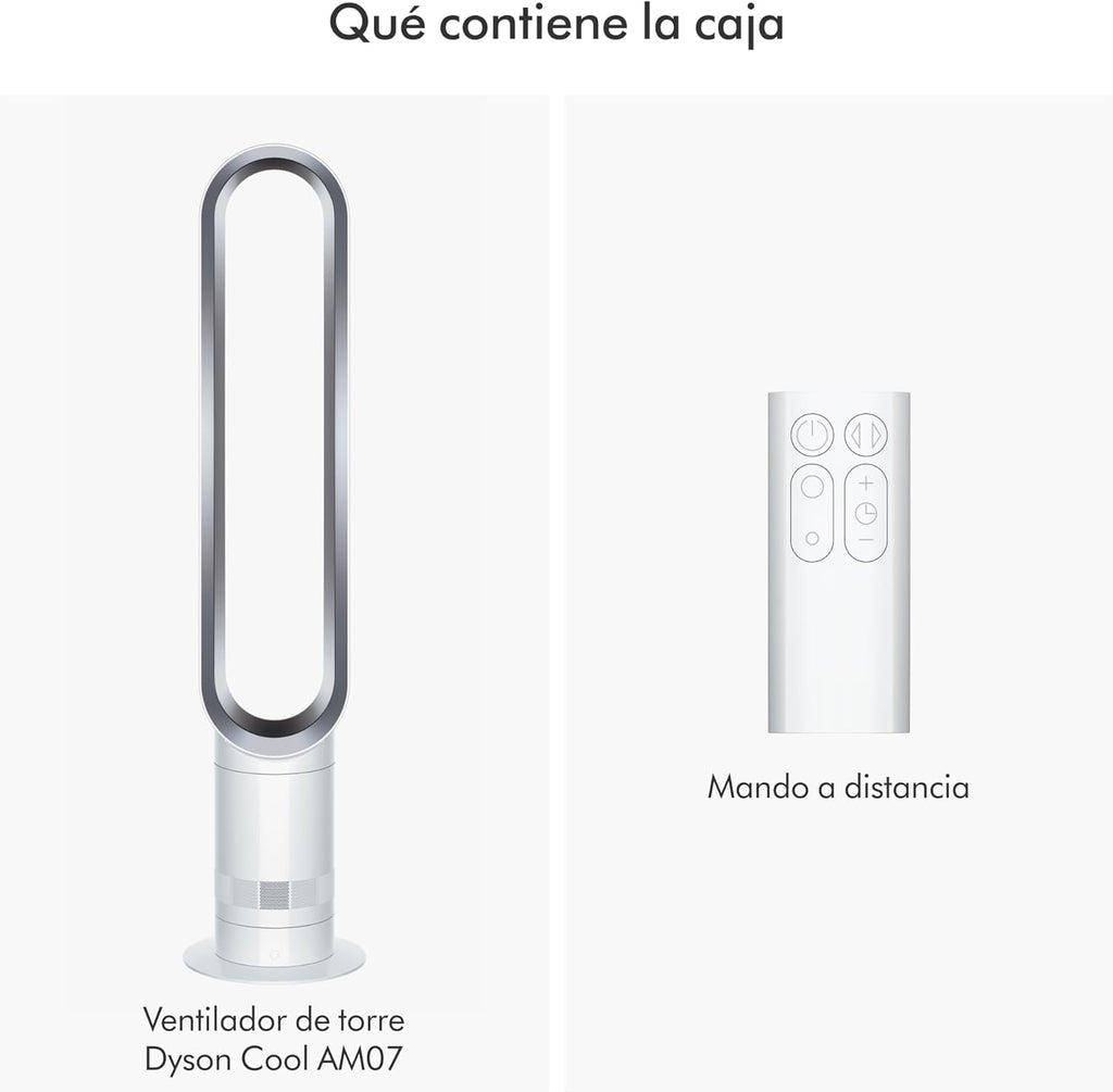 Cool™ Turmventilator (AM07) Air Multiplier™, leistungsstarker Ventilator ohne Flügel mit Air Multiplier™ Technologie (Weiß/Silber)