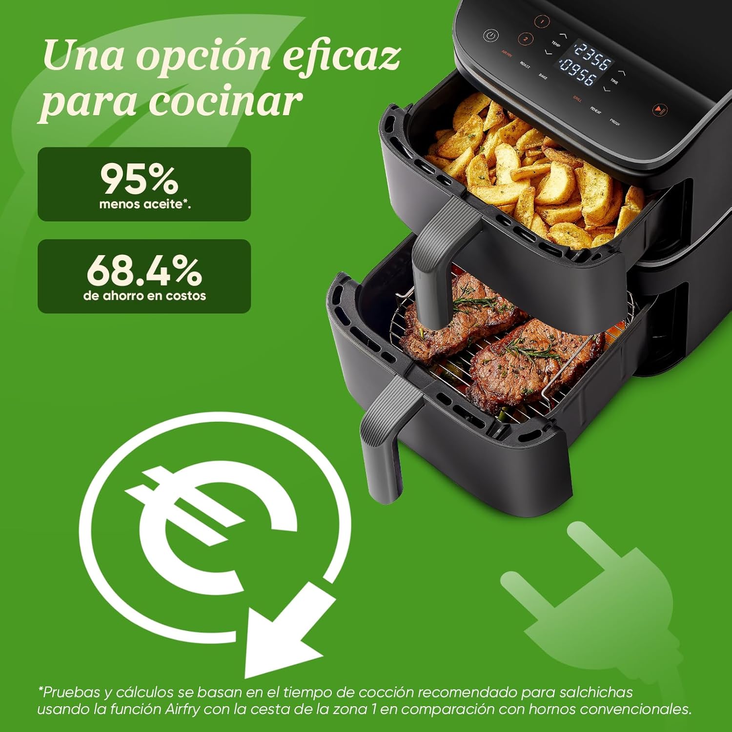 Cosori Turbo Tower Heißluftfritteuse 10,8L mit vertikalen Körben, platzsparendes Kochen auf 3 Ebenen, 2630 W, 6 Funktionen, 2 Gleichstrommotoren, über 50 vollständige Online-Rezepte