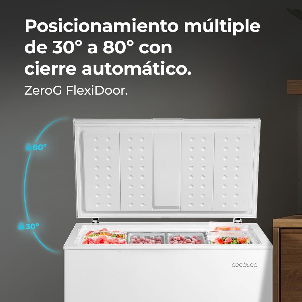 Cecotec Gefriertruhe 198L Bolero CoolMarket Chest 198P White E. Korb mit Griffen, Elektronische LED-Steuerung, UltraContact D-Cool, Dual Function, ZeroG Tür (80º-30º), Fast Freezing, Kompakt