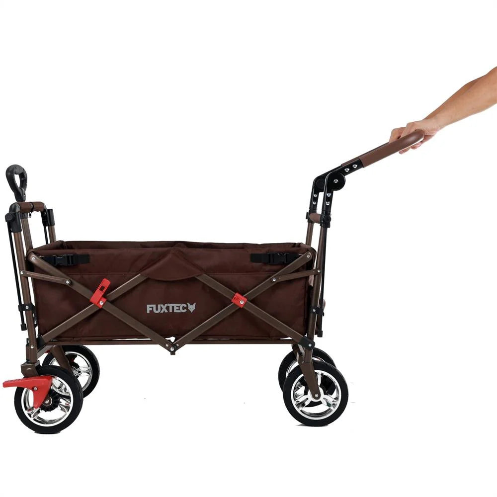 Bollerwagen FUXTEC FX-CT700, Carro Plegable Gris para el Transporte de niños, Ciudad, Campo, Playa o montaña - con Capota Anti-UV, asa de Empuje, Freno de Mano Delantero y Trasero, El Original