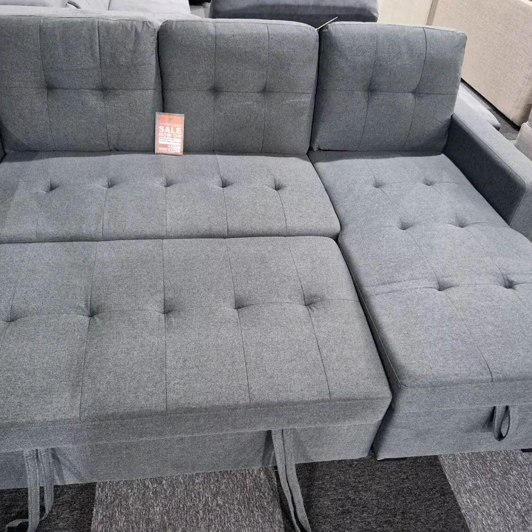 More4Homes NEWPORT FABRIC CORNER LARGE 3 SEATER SOFA BED WITH STORAGE LEFT OR RIGHT SIDE