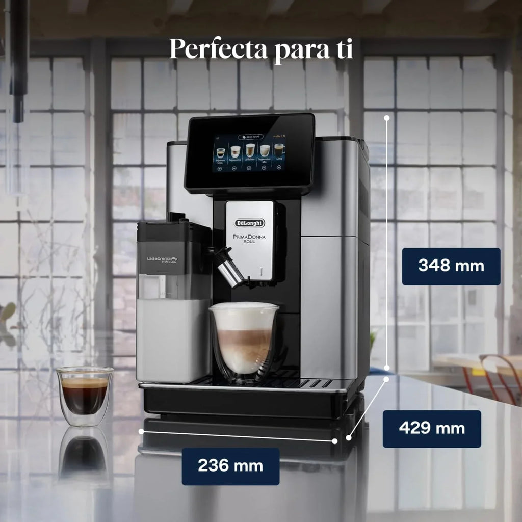 De'Longhi Perfetto Primadonna Soul ECAM612.55.SB Kaffeevollautomat mit LatteCrema Milchsystem, Bean-to-Cup Technologie, 18 Kaffeespezialitäten, App-Steuerung