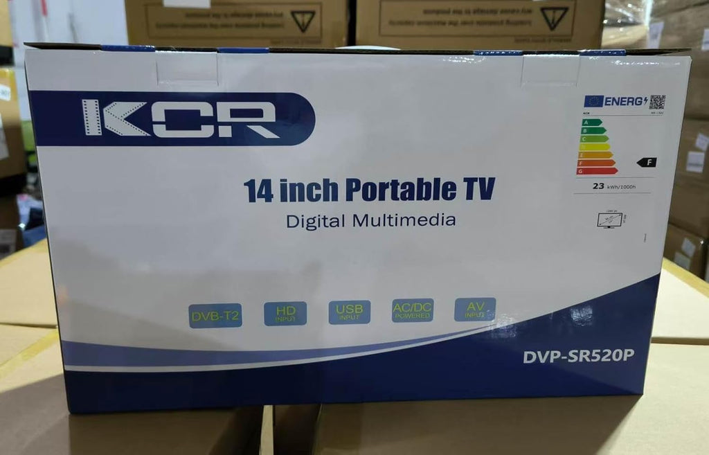 KCR Televisión, TV de 12 V con sintonizador digital DVB-T2, HDMI, USB, control remoto, portátil para dormitorio, cocina, caravana, 14 pulgadas, color negro
