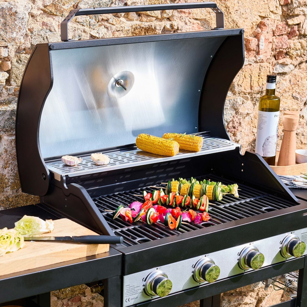 Barbacoa 4 Quemadores, Cocina Exterior, Negro