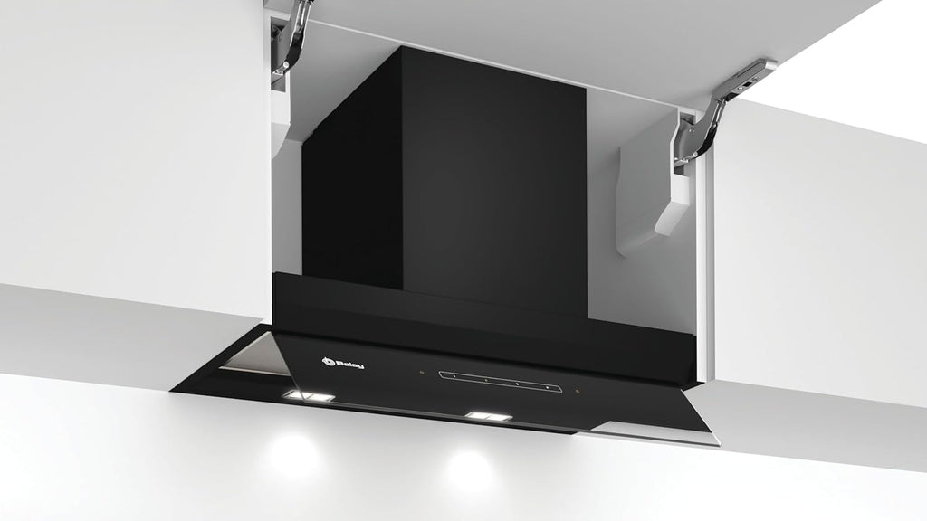 Balay – Integrierbare Deko-Dunstabzugshaube, 60 cm breit, 4 Leistungsstufen, Abluft- oder Umluftbetrieb, Schwarz, 3BD967GN