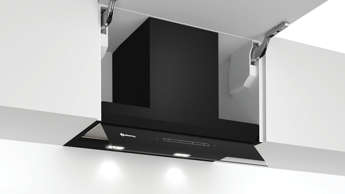 Balay – Integrierbare Deko-Dunstabzugshaube, 60 cm breit, 4 Leistungsstufen, Abluft- oder Umluftbetrieb, Schwarz, 3BD967GN