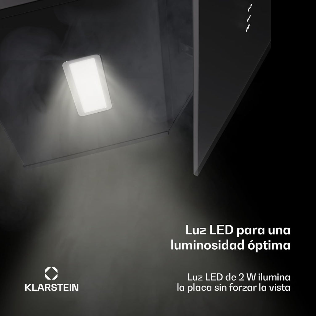 KLARSTEIN Alina Dunstabzugshaube - 570 m³/h, Klasse A, LED, 54 dB, Umluft & Abluft, Dekorative Küchenabzugshaube, Touch-Steuerung, 39,8 cm breit, Schwarz