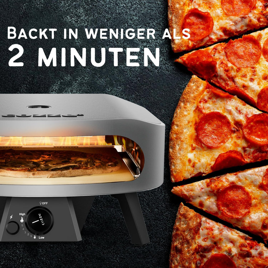 COZZE Gas-Pizzaofen 17 Zoll – Großer Outdoor-Pizzaofen (50 mbar) – Pizzaofen mit Regler für Familienpizza