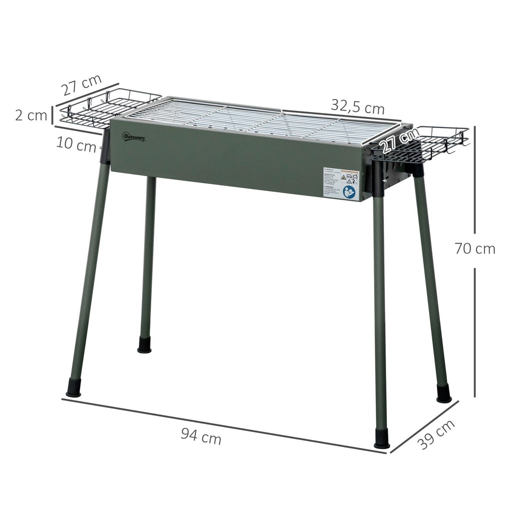 Barbacoa Carbón De Acero Inoxidable Metal 94x39x70 Cm-outsunny.verde