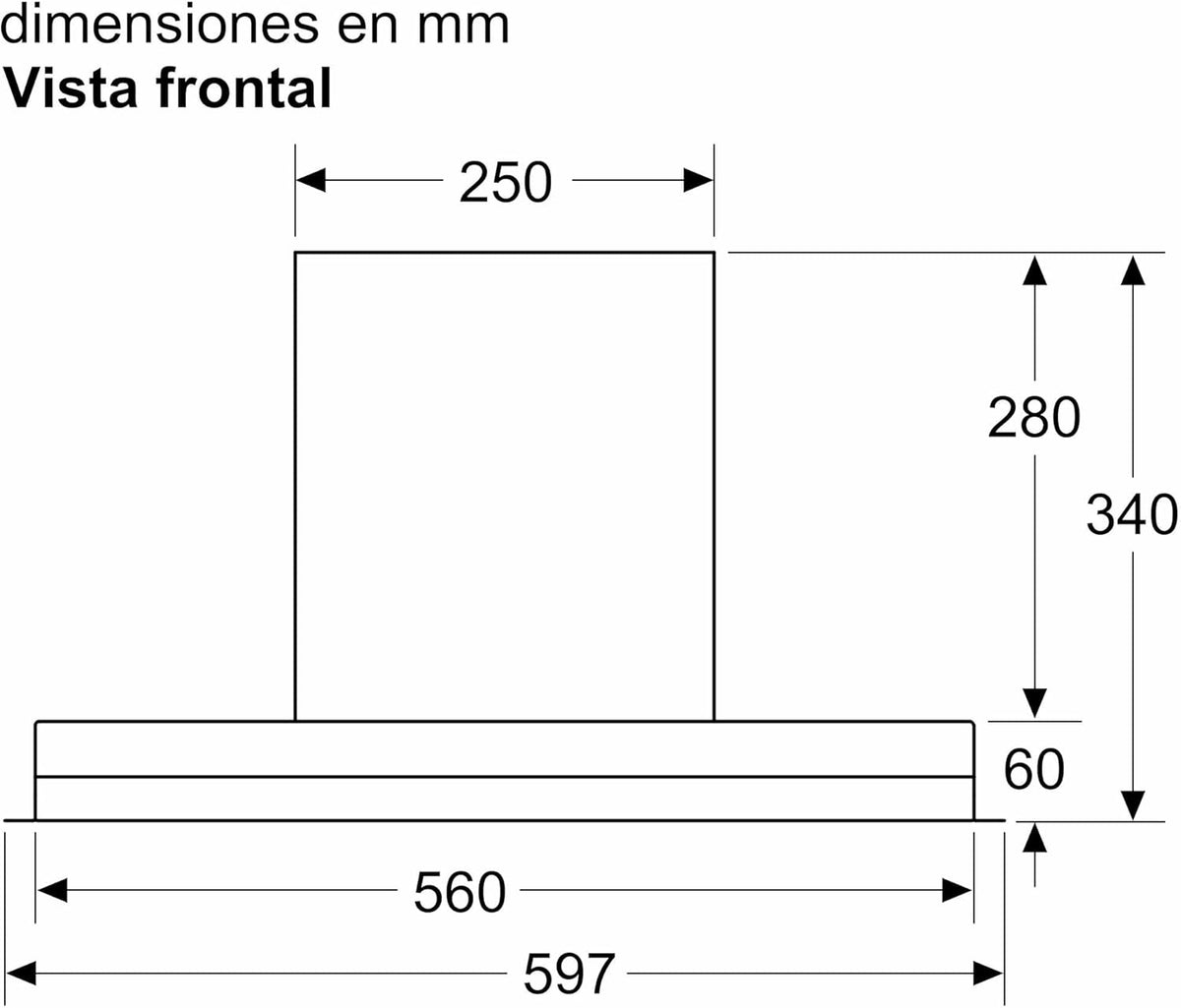 Balay – Integrierbare Deko-Dunstabzugshaube, 60 cm breit, 4 Leistungsstufen, Abluft- oder Umluftbetrieb, Schwarz, 3BD967GN