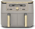 Ninja MAX Oil Free Double Compartment Air Fryer with 2 Drawers, 9.5 Litre, Oil Free, Air Fry, Max Crisp, Roast, Bake, Reheat, Dehydrate, Non-Stick Baskets, Gold Stone, DZ400EUSTGD